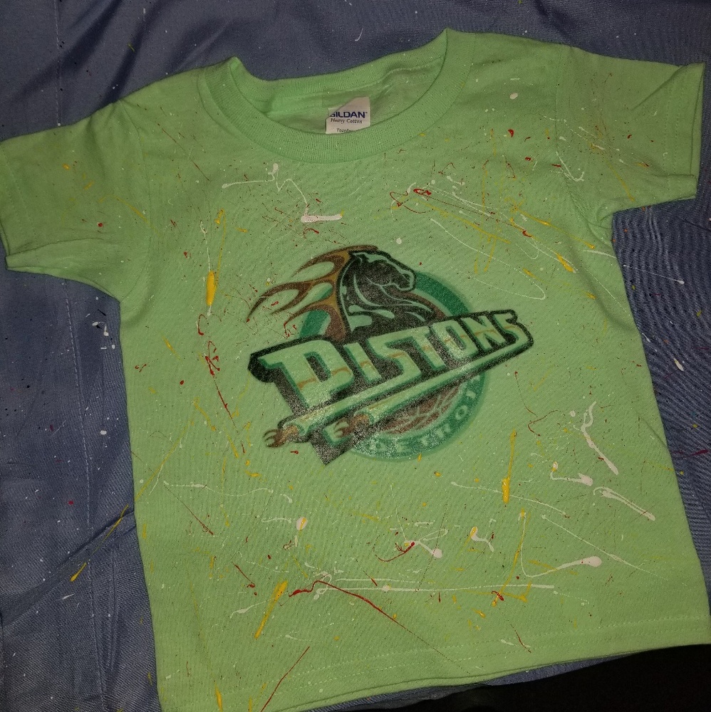 Custom Pistons basketball logo shirt